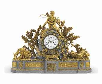 A monumental restauration mantel clock by 
																	Jean Demosthene Dugourc