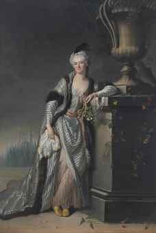The Marquise de Sainte-Maure d'Origny, full-length, as a Sultana by 
																	Jacques-Andre-Joseph-Camelot Aved