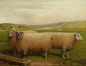 Sheep in a landscape by 
																	E S England