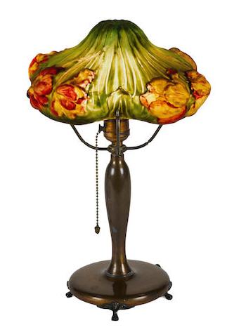 A Tulip lamp by 
																			 Pairpoint Glass