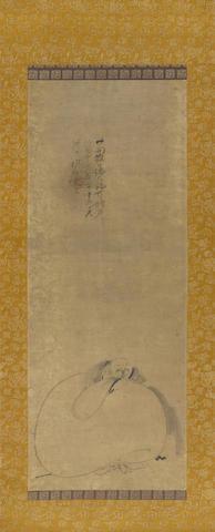 Hotei Leaning over His Bag, Momoyama (1573-1615) or Edo period (1615-1868) by 
																	Ekun Fugai