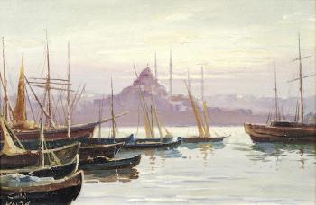 Views of Constantinople from the Bosphorus by 
																			Halid Naci