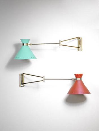 A Pair of Wall Lamps, circa 1955 by 
																			Rene Mathieu