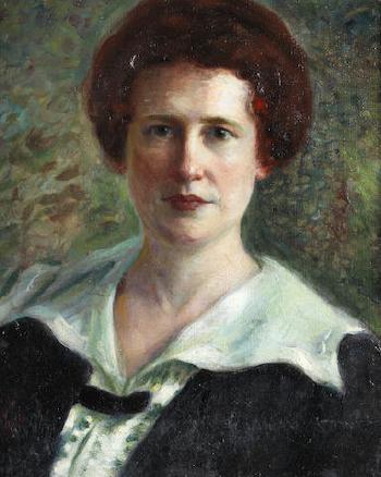 Portrait of Carrie Aude (The artists wife) by 
																	Khalil Saleeby