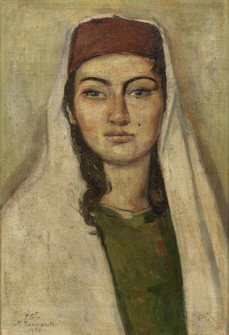 Portrait of a Druze Lady by 
																	Moustapha Farroukh