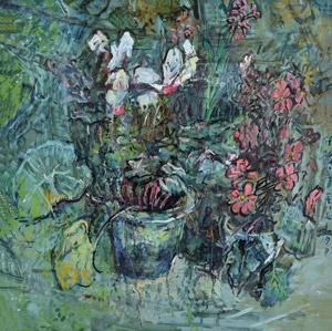 Flowers in a pote by 
																	 Ren Huiyin