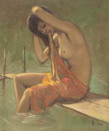 Femme au bain by 
																			 Nhek Dim