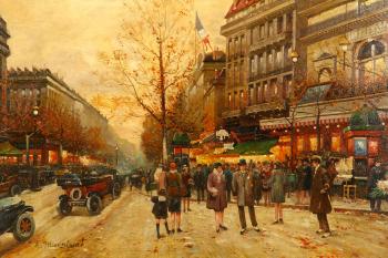 Paris street scene by 
																			Albert Munghard