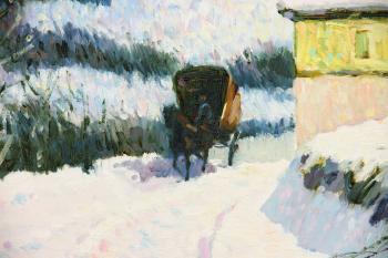 Winter scene with horse-drawn carriage by 
																			Omar Hamdi