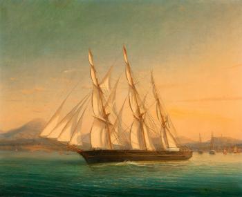 Navire hollandais sur une mer calme by 
																	Louis Honore Frederic Gamain