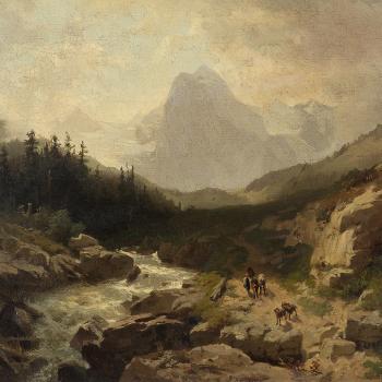 Mountain Paysage with Travelers by 
																			Wilhelm Velten
