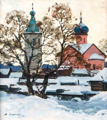 Verschneite Dorfkirche by 
																	Mikhail Alexandrovich Kaneev