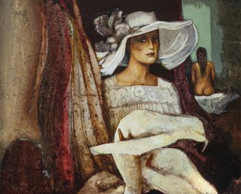 Dama con sombrero blanco by 
																	Angel Tejera
