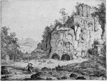 Landschaft mit dem Sybillentempel von Tivoli by 
																	Jan van Noordt
