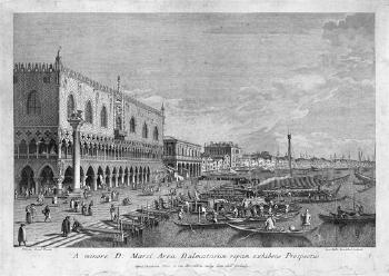 Blick auf die Piazzetta San Marco mit dem Dogenpalast und die Ripa Grande (A minore D: Marci Area Dalmatarum ripam exhibens Prospectus) by 
																	Antonio Sandi