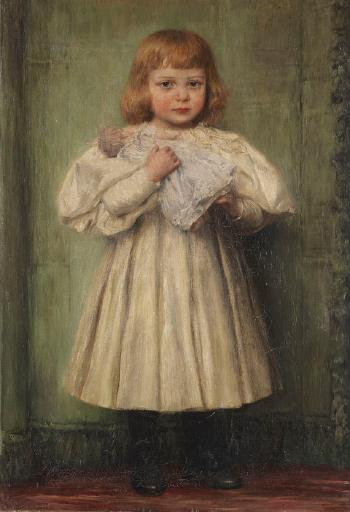 Mädchen mit Puppe (Die Adoptivtochter des Künstlers) by 
																	Wilhelm Carl Rauber