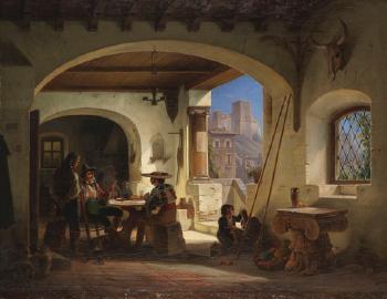Picadores In Einer Spanischen Taverne Am Fuße Der Alhambra by 
																	Wilhelm Gail