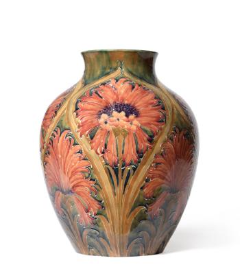 Revived cornflower pattern vase by 
																			William Moorcroft