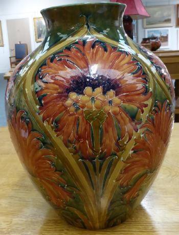 Revived cornflower pattern vase by 
																			William Moorcroft