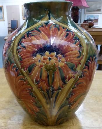 Revived cornflower pattern vase by 
																			William Moorcroft