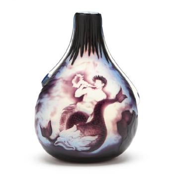 Cameo bottle vase of Triton by 
																			Rene Louis Damon
