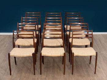 Ensemble de douze chaises by 
																			Niels Moller