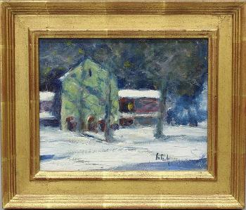 Winter night scene by 
																			Evelyn A Faherty