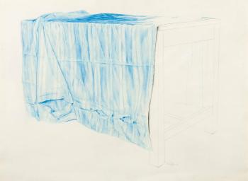 Drap bleu sur une table by 
																	Wolfgang Gafgen