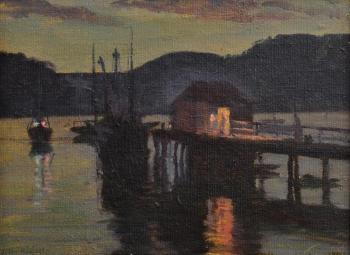 Pier at twilight by 
																	John Thomas Rowell