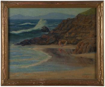 Coastal with figures by 
																			Virgil Otto Hafen