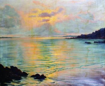 Sunset off the Brittany Coast by 
																			Roger de la Corbiere