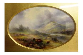 Highland scene with cattle by 
																			John Stinton