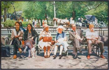 Six people on a park bench, Central Park by 
																			 Cai Chufu