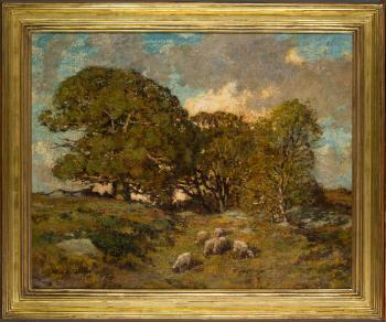 Landscape with sheep grazing by 
																			Allen Butler Talcott
