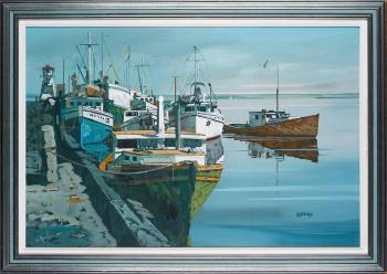 Boat in harbor. Yarmouth fishing fleet by 
																			Stanley Zuckerberg