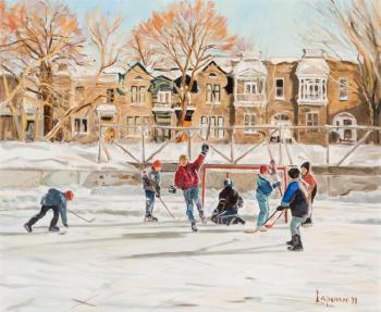 Hockey Game by 
																			Michel Lapensee