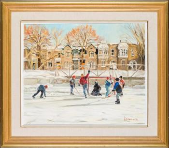 Hockey Game by 
																			Michel Lapensee