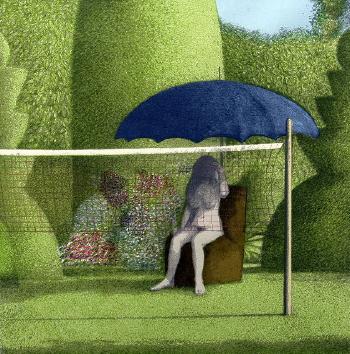 Girl Sitting in the Garden by 
																	David Inshaw