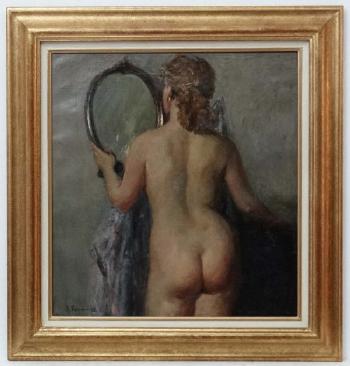Nude with mirror by 
																	Leonid Borisovich Yanush