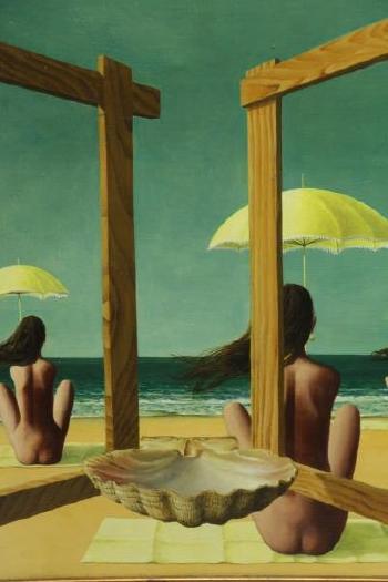 Nudes with umbrellas on the beach by 
																			Martin Zerolo
