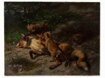 Playing Foxes by 
																			Johann Baptist Zwecker