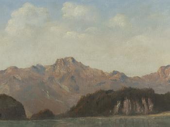 Mountain Landscape with Lake by 
																			Otto Klubert