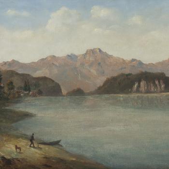 Mountain Landscape with Lake by 
																			Otto Klubert