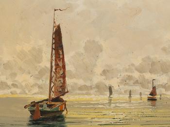 Sailboats on the Sea at Sunrise by 
																			Ernst Hugo Lorenz-Murowana