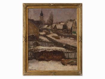 Village in Winter by 
																			Friedrich Behrendt