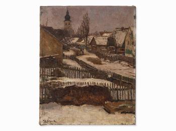 Village in Winter by 
																			Friedrich Behrendt