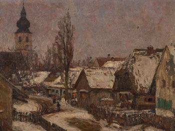 Village in Winter by 
																			Friedrich Behrendt