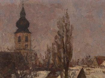 Village in Winter by 
																			Friedrich Behrendt