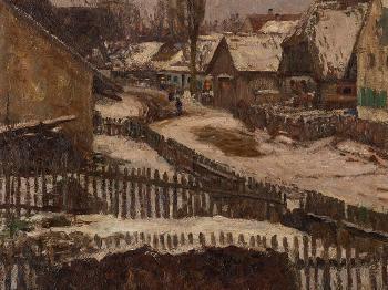 Village in Winter by 
																			Friedrich Behrendt