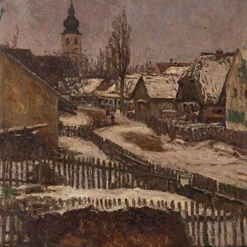 Village in Winter by 
																			Friedrich Behrendt